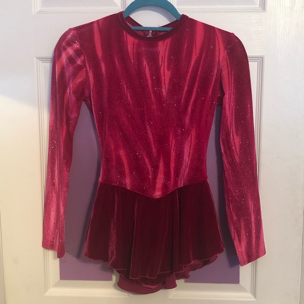 Pink Long Sleeve Figure Skating Dress